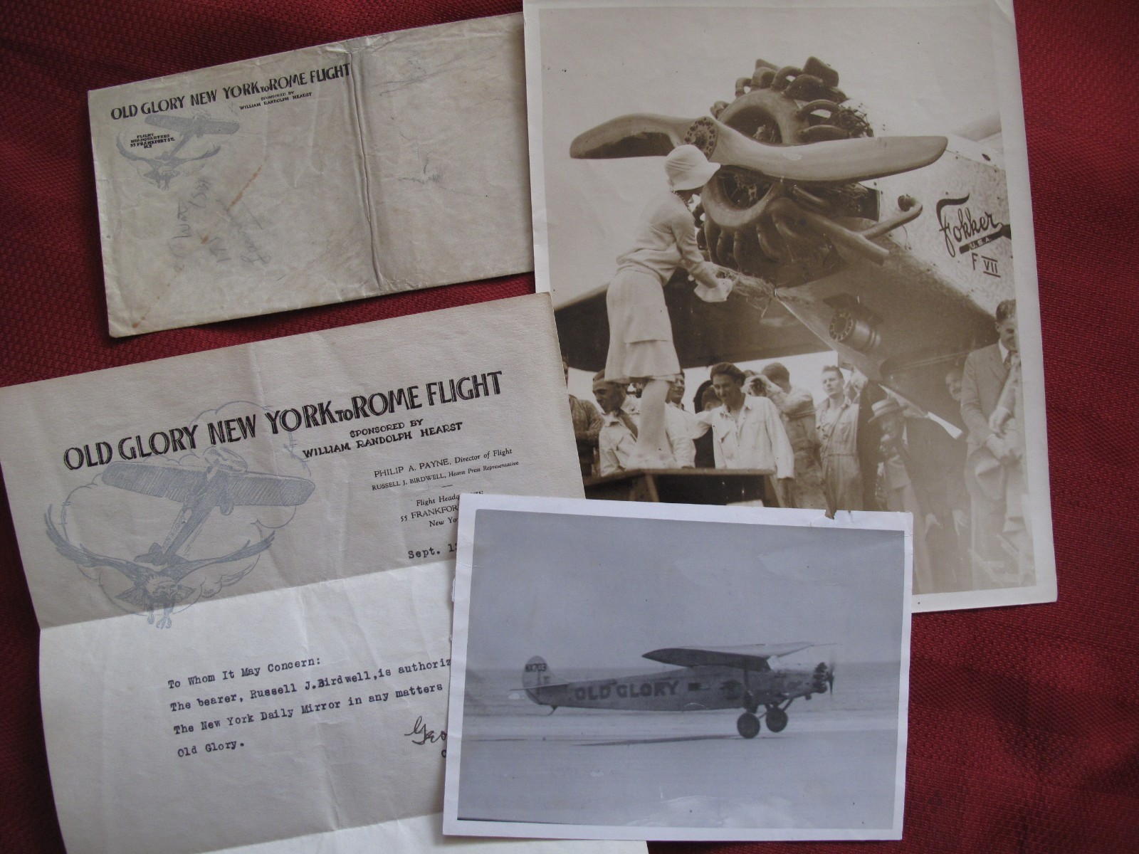 1927 LAST PHOTO Taken of Old Glory Fokker Monoplane & Christening of Aircraft 1927 LAST PHOTO Taken of Old Glory Fokker Monoplane & Christening of Aircraft