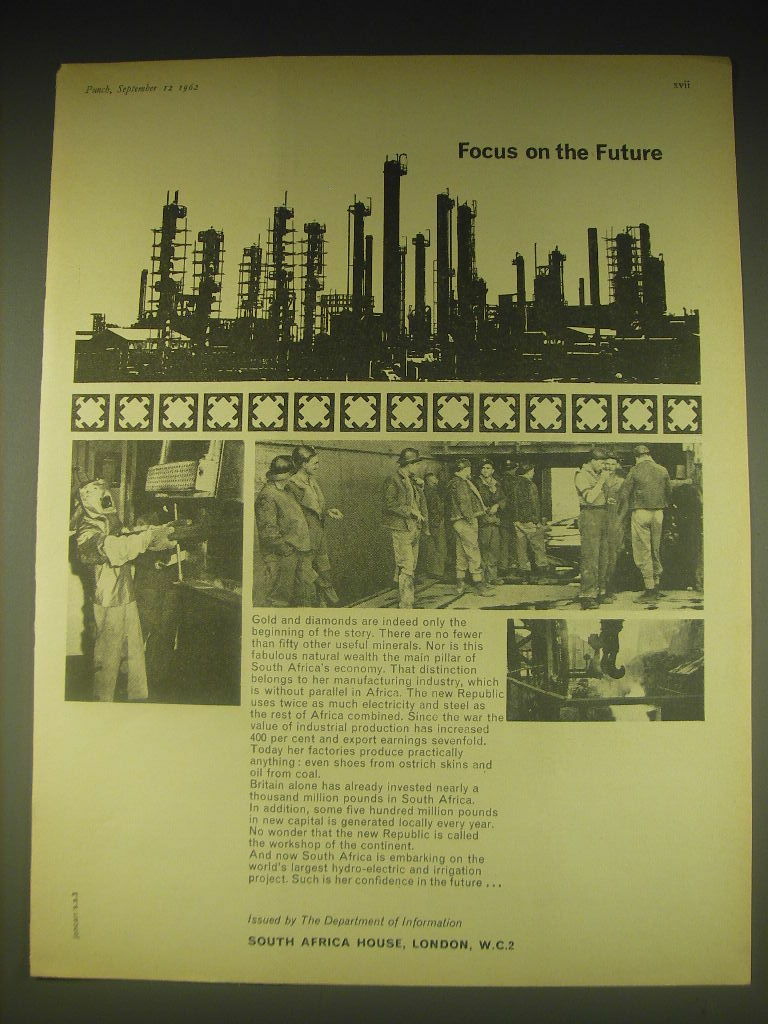 1962 South Africa House Ad - Focus on the future 1962 South Africa House Ad - Focus on the future