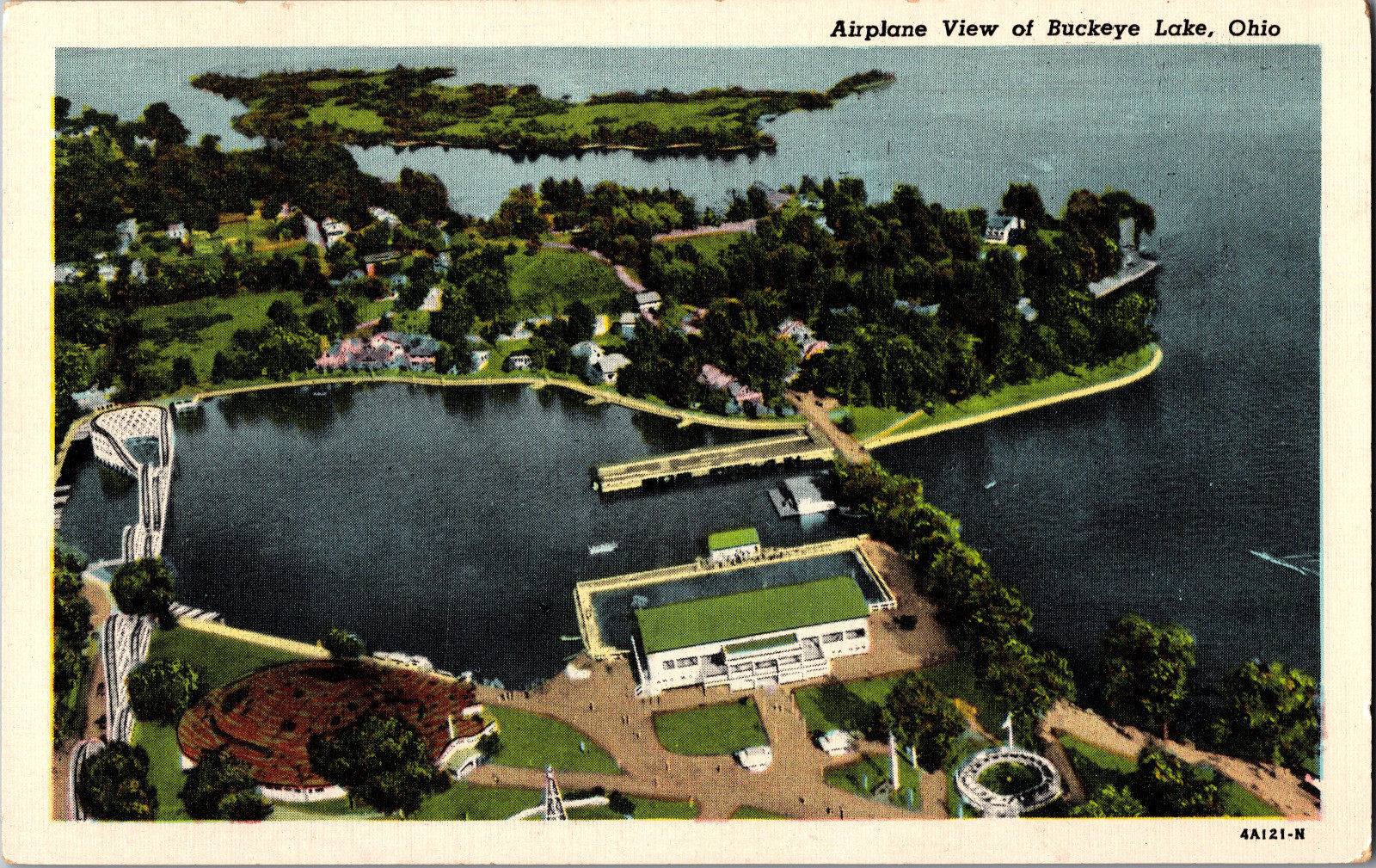 Vintage Postcard Cleveland Ohio Aerial View Buckeye Lake 1950