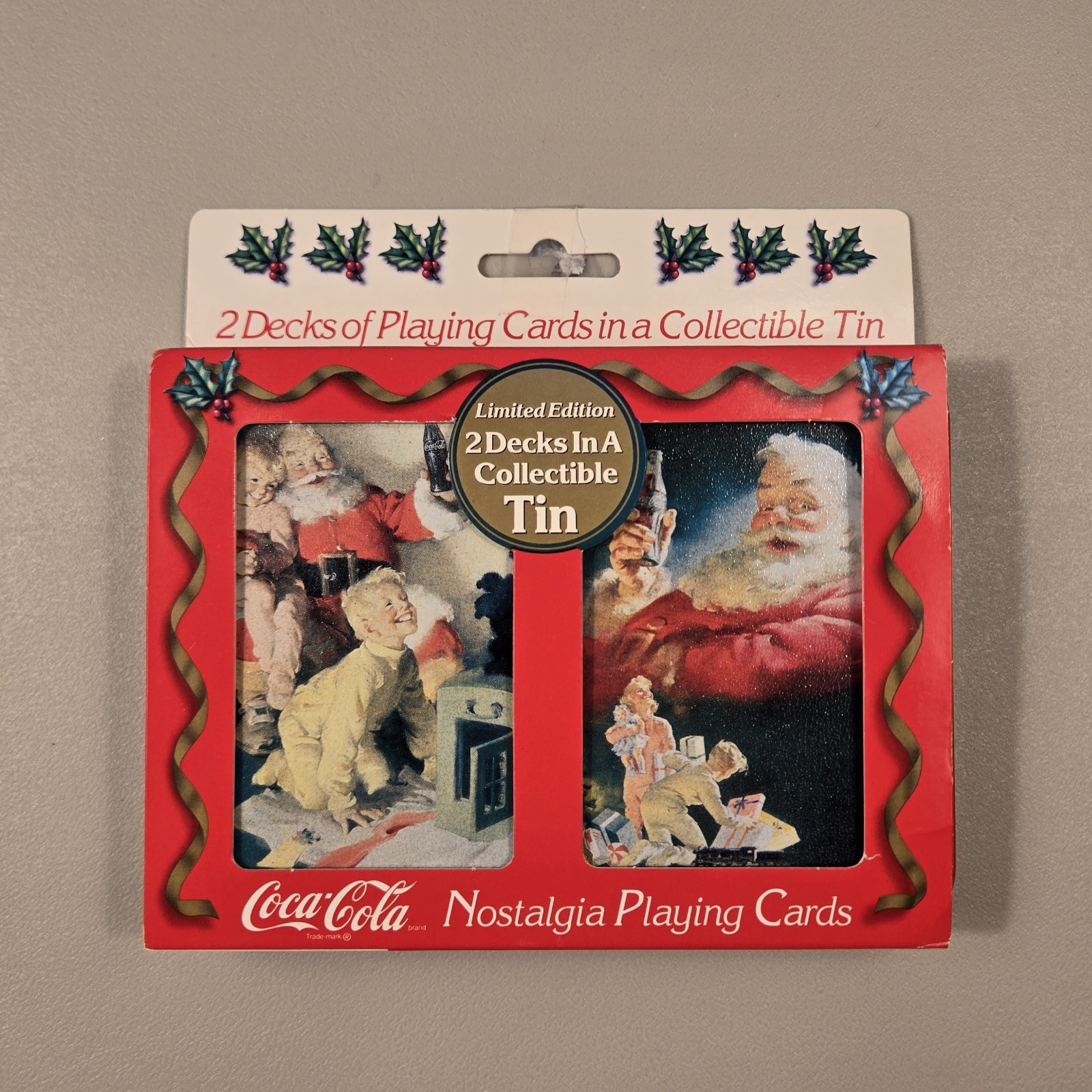 Coca Cola Nostalgia Double Deck Santa Playing Cards With Tin Case Coca Cola Nostalgia Double Deck Santa Playing Cards With Tin Case