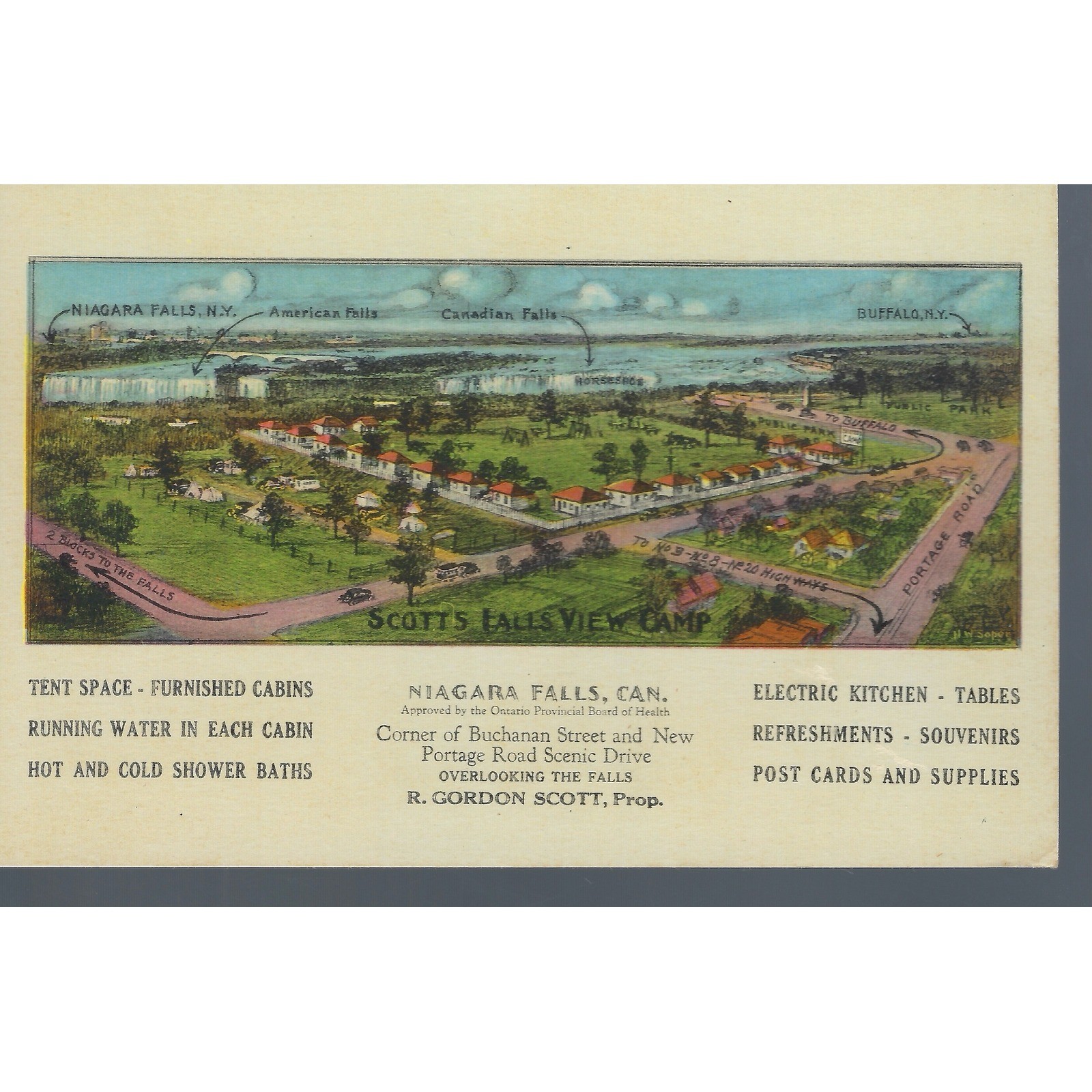 Scotts Falls View Camp Niagara Falls Canada Postcard Vintage Scenic View