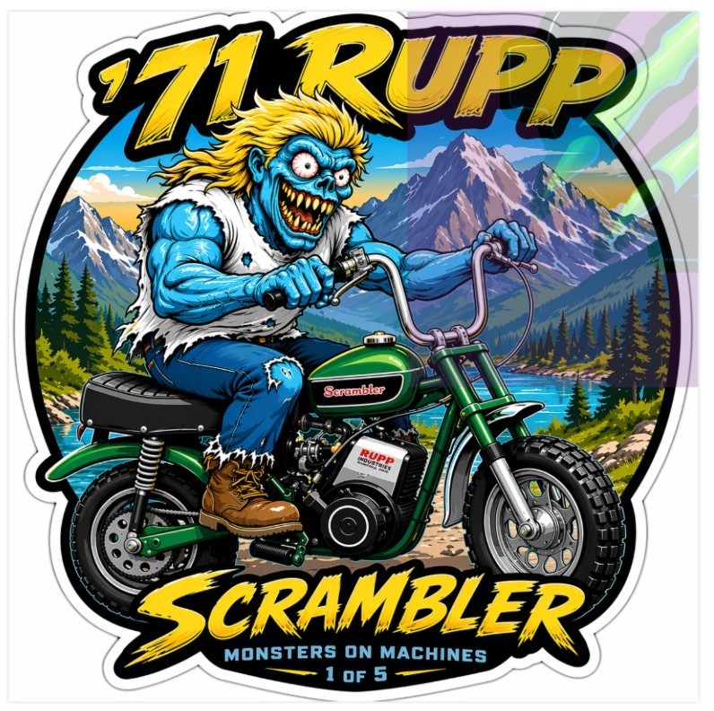1971 Rupp Scrambler Minibike 9x9cm Durable Die-Cut Vinyl Sticker Number 1 of 5