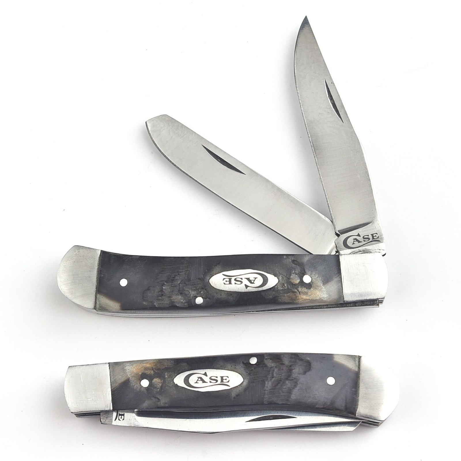 Trapper Pocket Knife–Ram Horn Handle-Dual Blade – Carbon Steel Folding-USA EDC