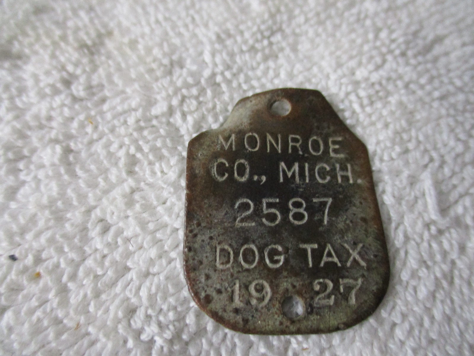 K9 Vintage 1927 Moroe County Michigan Dog Tag Tax License rare