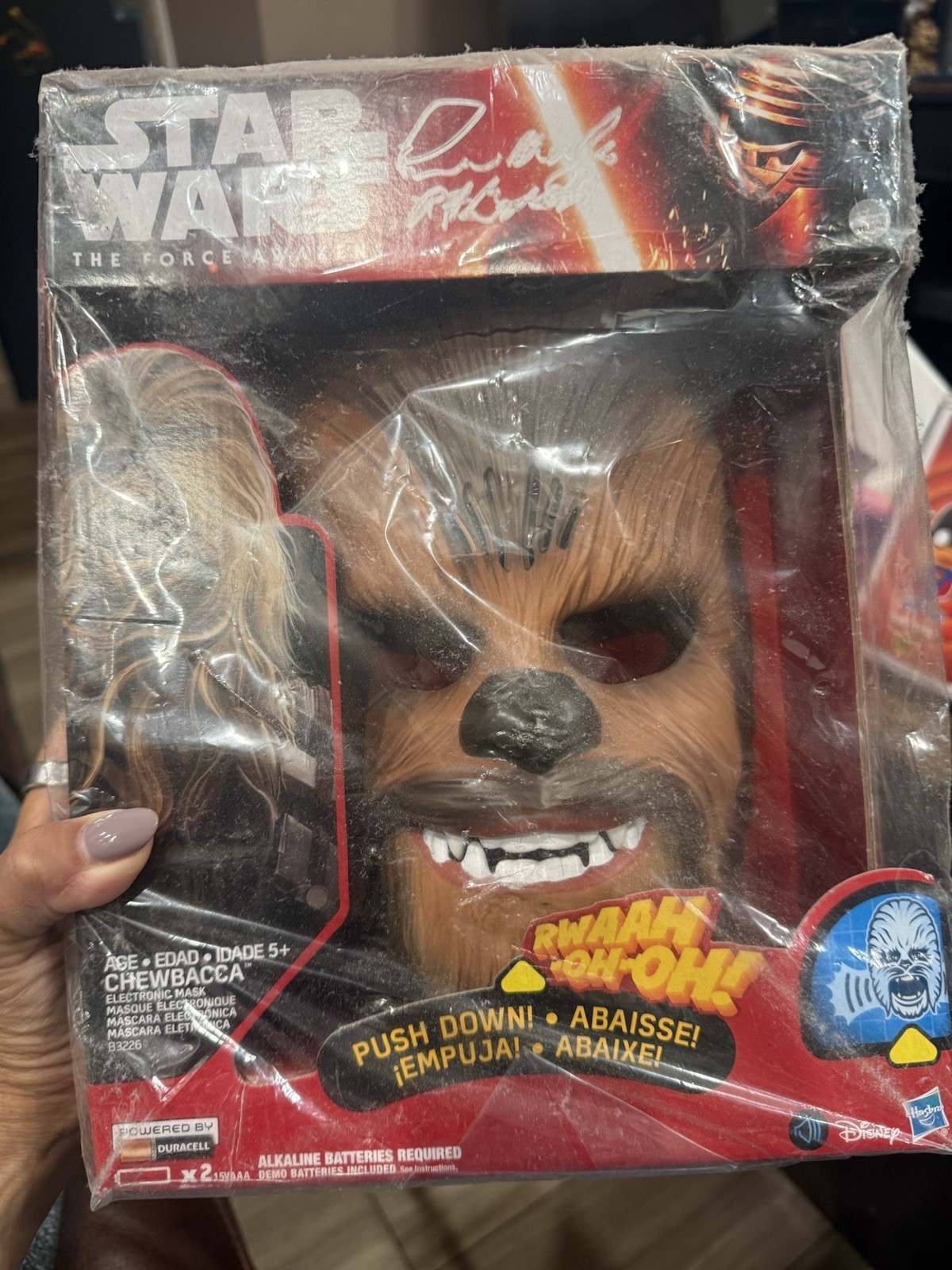 Hasbro Star Wars Force Awakens Chewbacca Electronic Mask Figure Disney with COA