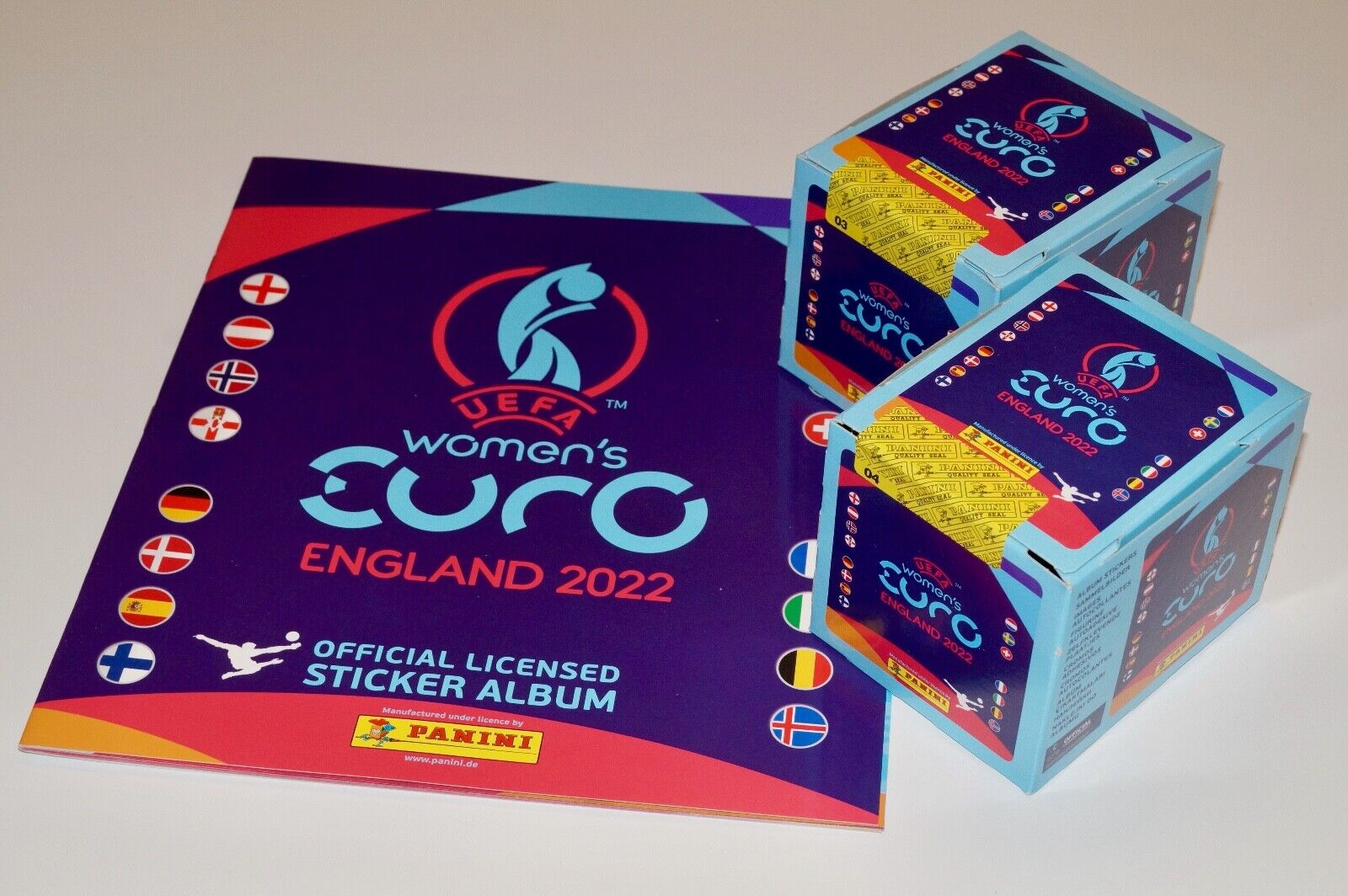 Panini UEFA Women's Euro England 2022 - Album + 2 Original Packaging Display (360 Stickers)
