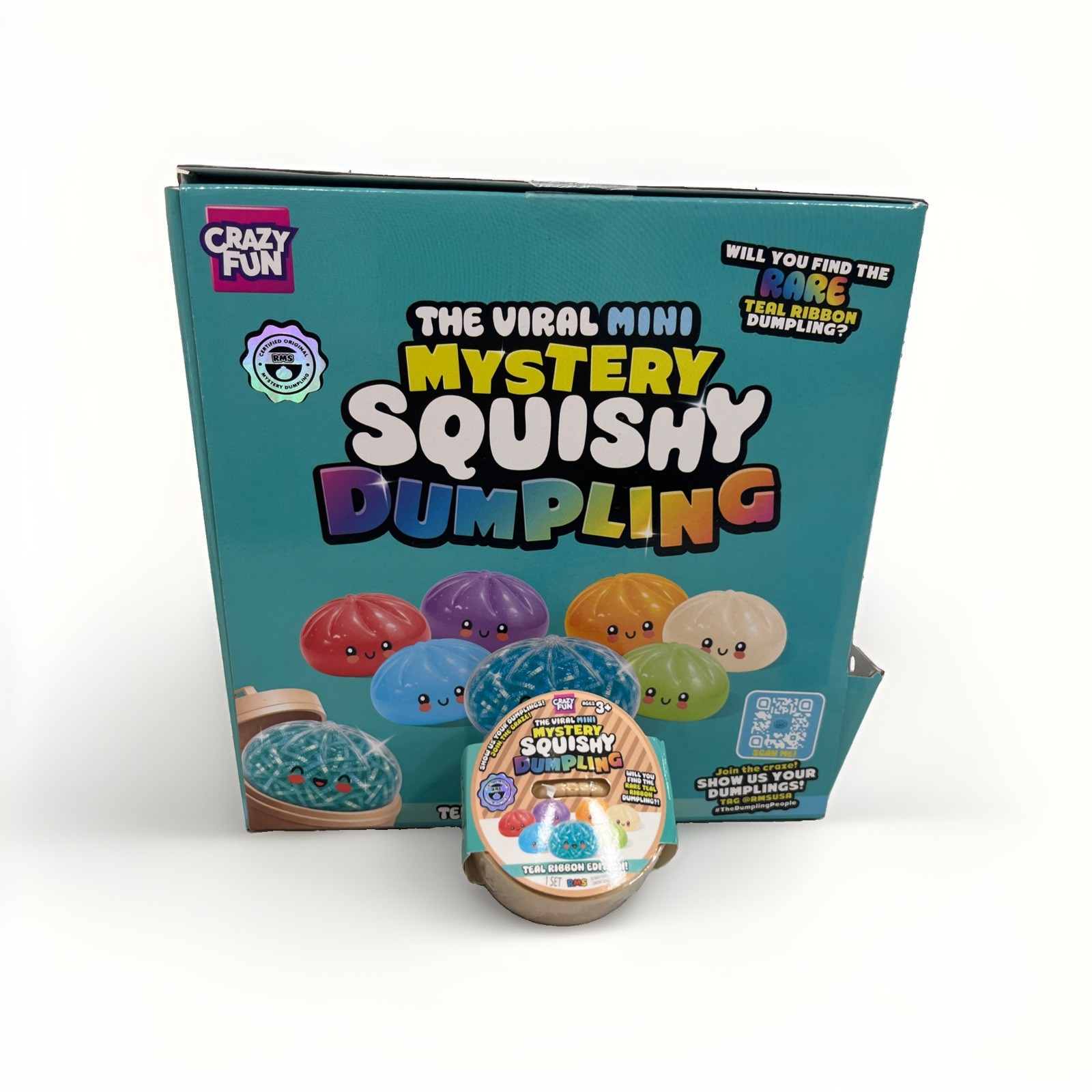 Authentic New Crazy Fun RMS Mystery Squishy Mini Dumpling Teal Ribbon 🔥18 Count