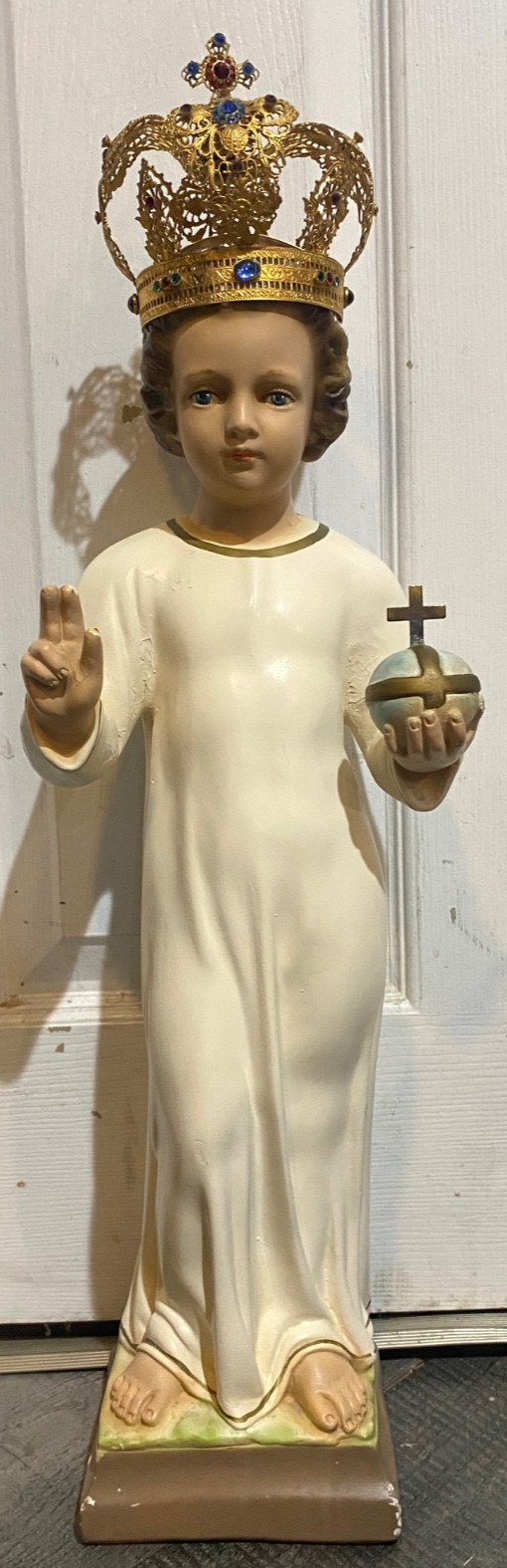 *** VINTAGE NUNS CONVENT COLUMBIA STATUARY INFANT JESUS OF PRAGUE STATUE 23.5 *** VINTAGE NUNS CONVENT COLUMBIA STATUARY INFANT JESUS OF PRAGUE STATUE 23.5