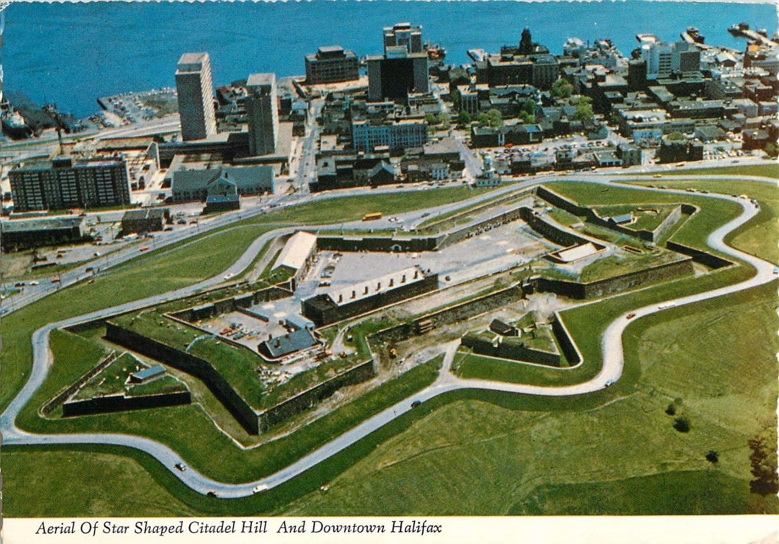 Aerial View Star Shaped Citadel Hill Harbour Halifax Nova Scotia Postcard 1984