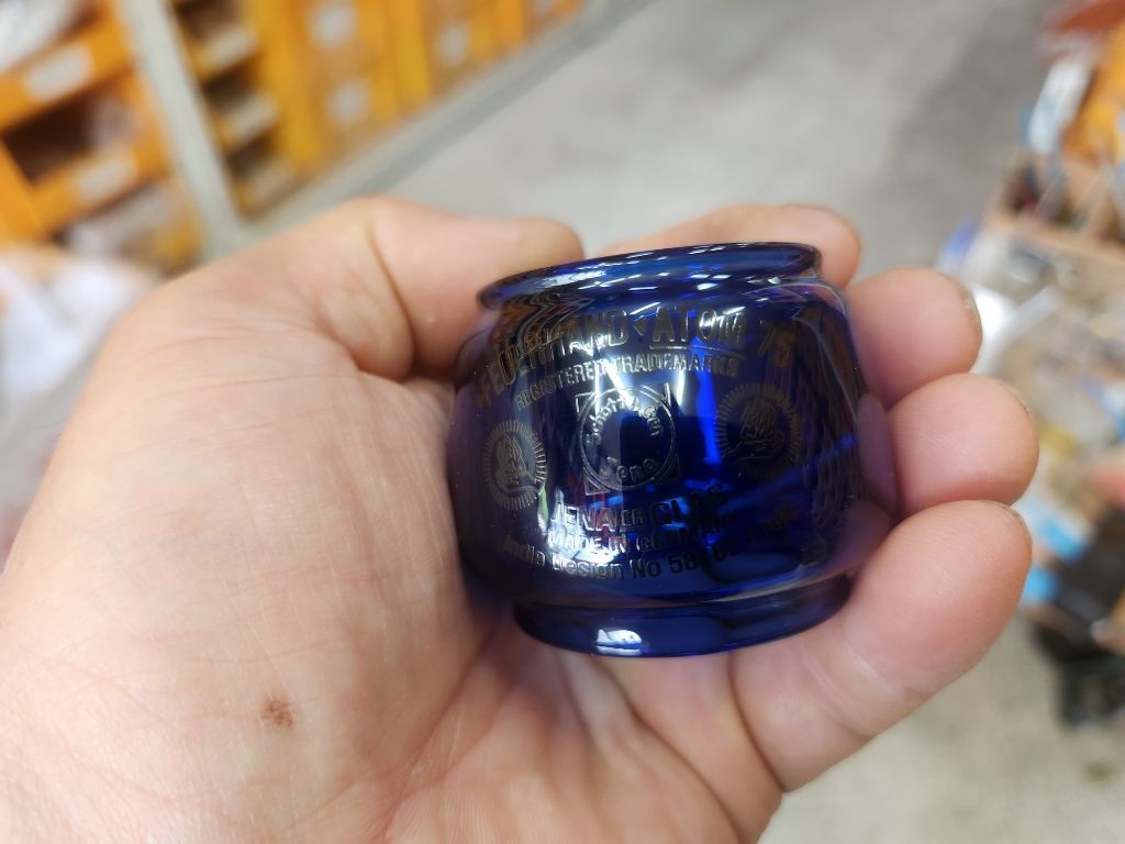 Blue Engraving glass for Feurhand Atom 75, globe, feurhand glass Blue Engraving glass for Feurhand Atom 75, globe, feurhand glass