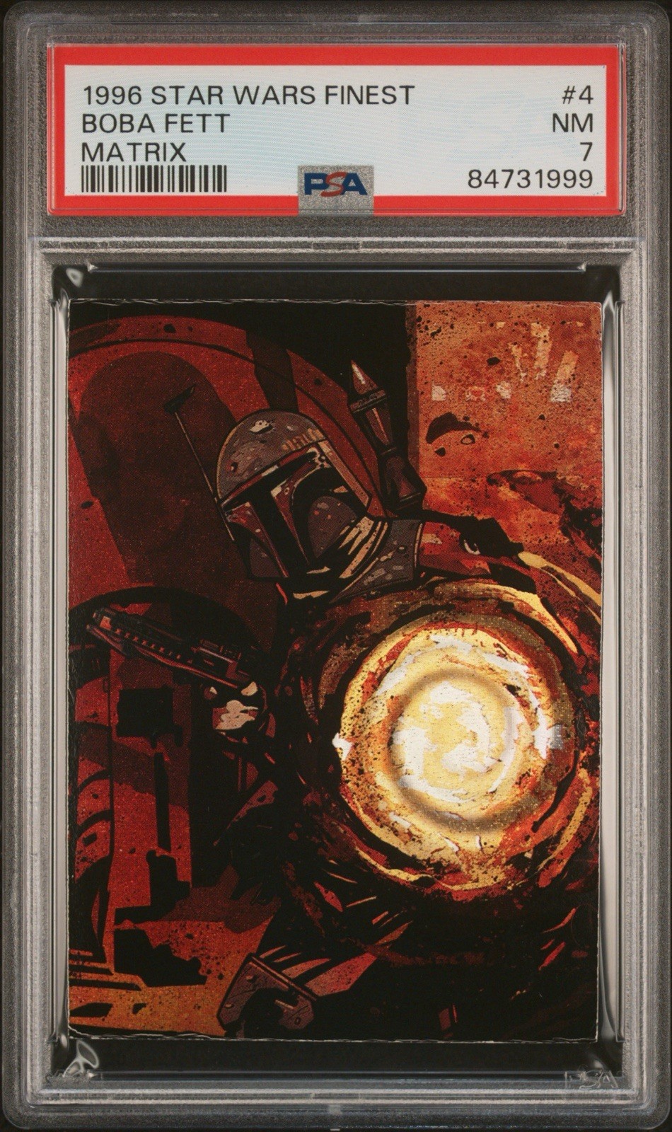 1996 Topps Star Wars Finest Boba Fett Matrix #4 PSA 7 NM Low Pop 1996 Topps Star Wars Finest Boba Fett Matrix #4 PSA 7 NM Low Pop