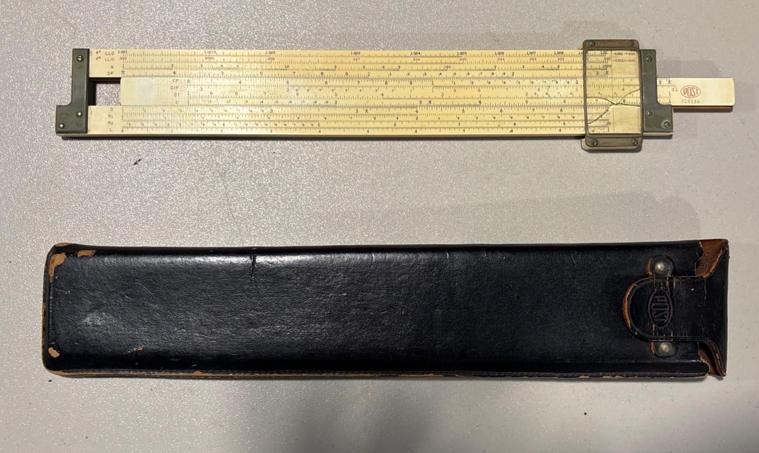 Vintage Fredrick Post Slide Rule 715136 w/Case Vintage Fredrick Post Slide Rule 715136 w/Case