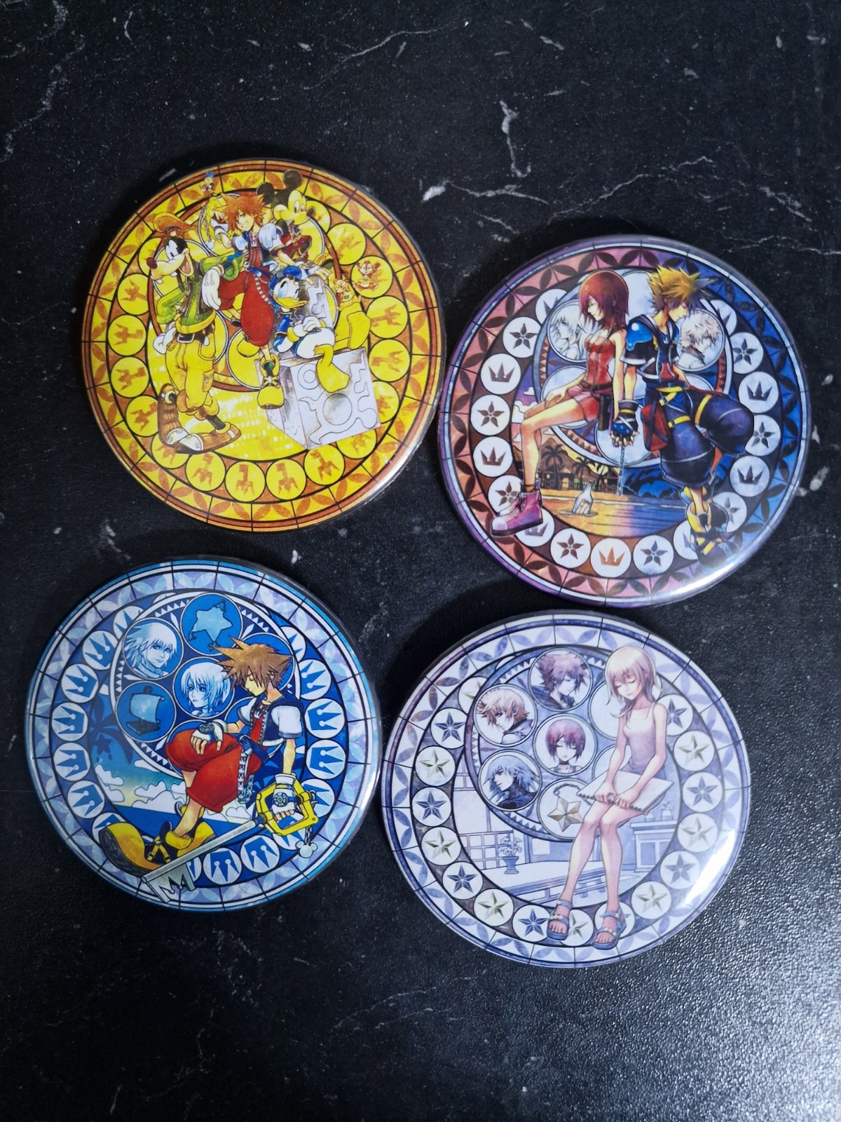 Kingdom Hearts Spra Kairi Sokairi Stained Glass Badge Buttons Pin Kingdom Hearts Spra Kairi Sokairi Stained Glass Badge Buttons Pin