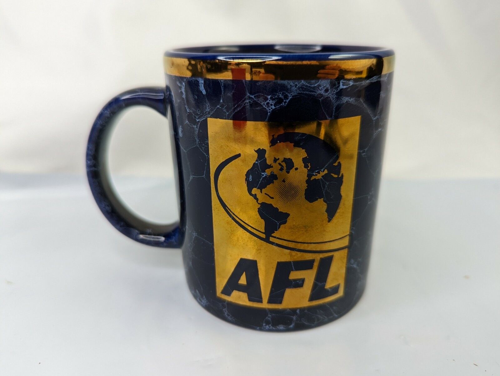 AFL Coffee Cup Mug Marbled Blue Gold Advertising Promo