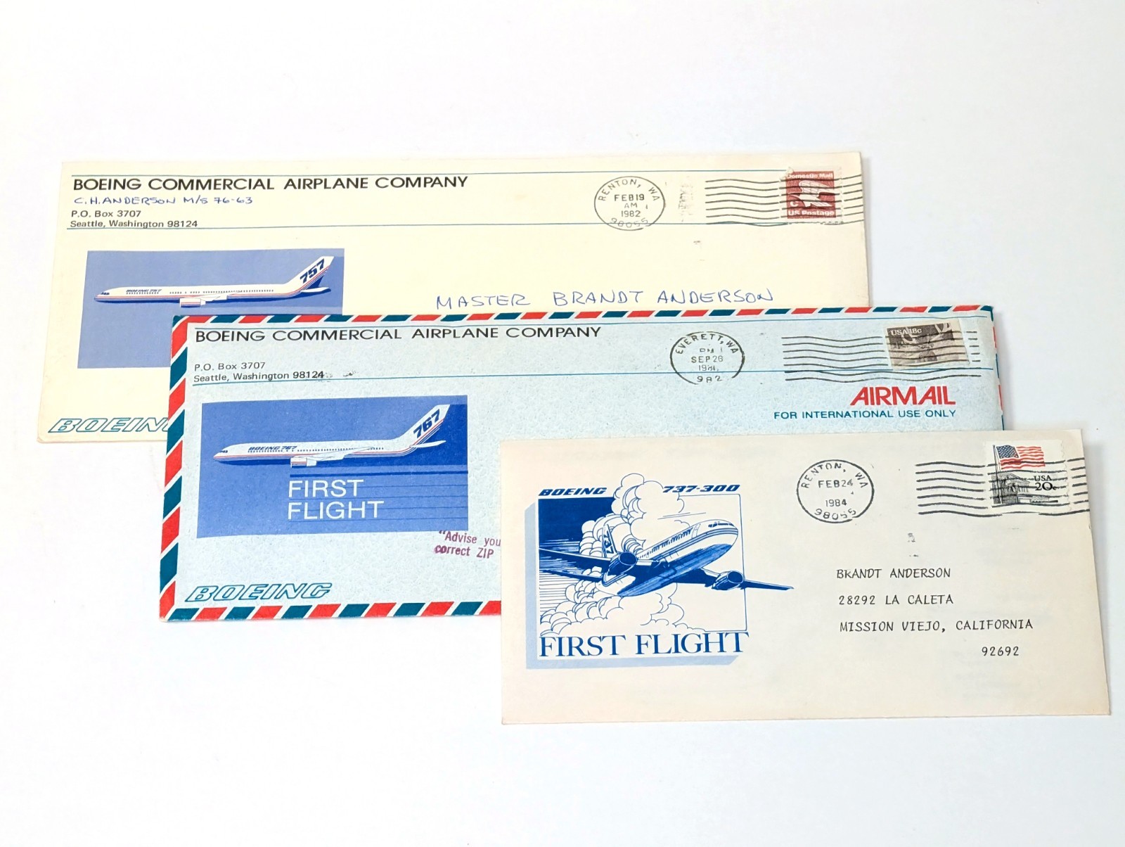 Boeing First Flight Covers Lot 757 767 737-300 with Info Sheets Employee Boeing First Flight Covers Lot 757 767 737-300 with Info Sheets Employee