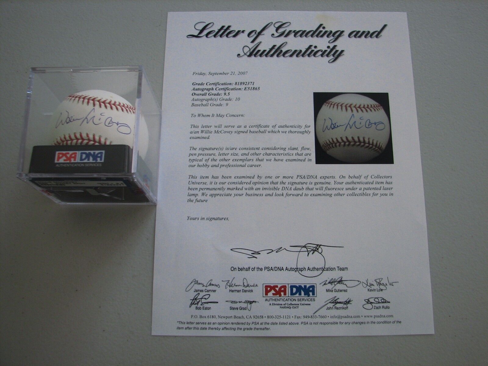Willie McCovey ( Deceased ) Autographed Signed ONL Baseball - PSA LOA