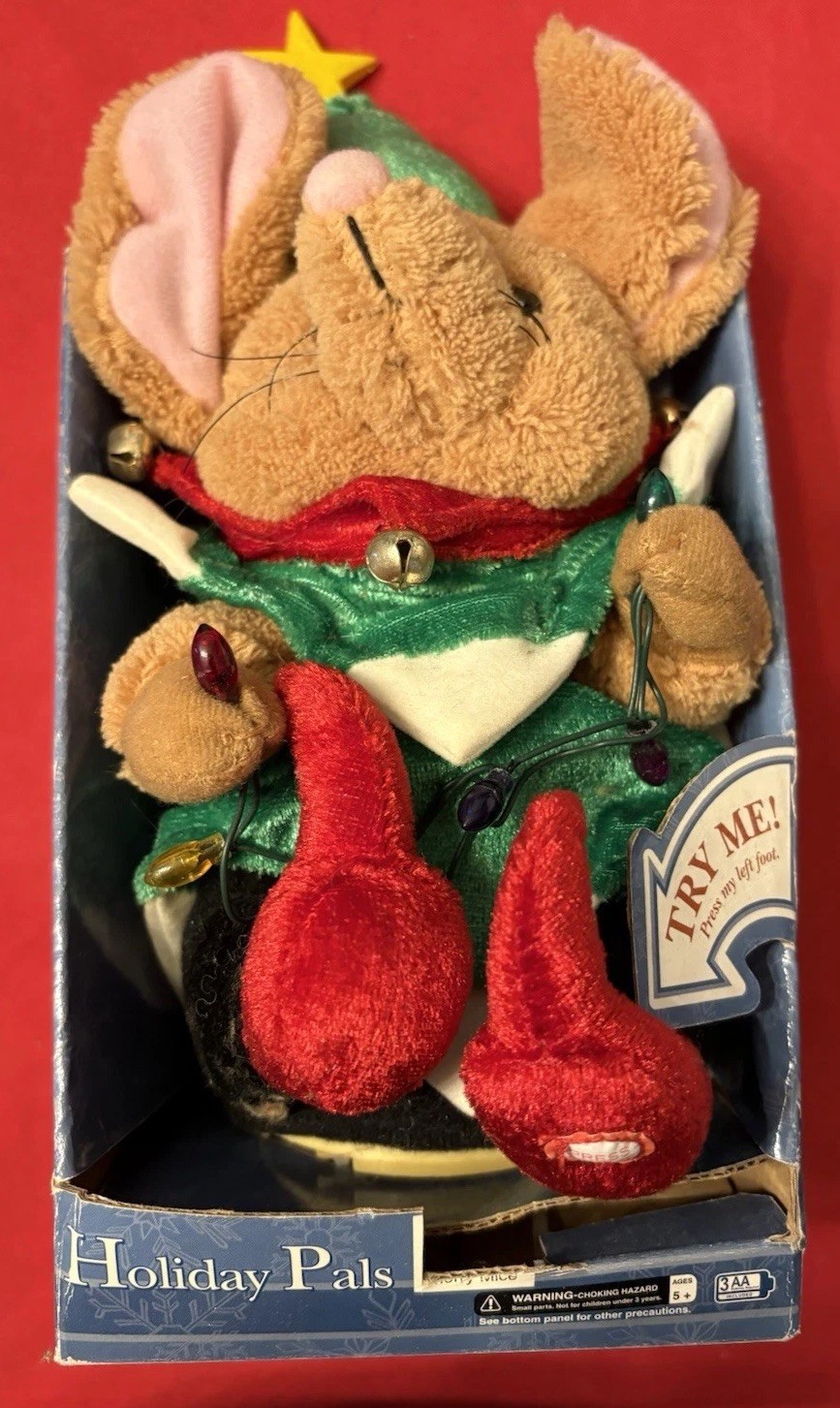 Gemmy Musical Plush Christmas Tree Mouse Sings Lights Up 9\ Gemmy Musical Plush Christmas Tree Mouse Sings Lights Up 9\