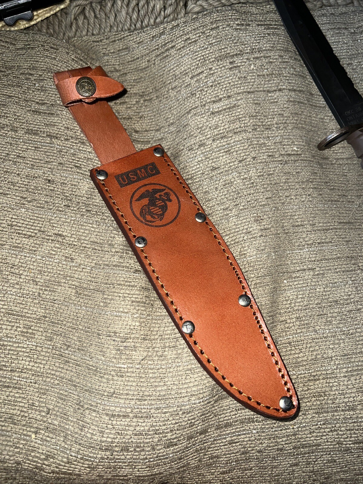 Ontario 3-S Custom Made In Leather To Upgrade The Weakest Part Of This Bayonet Ontario 3-S Custom Made In Leather To Upgrade The Weakest Part Of This Bayonet
