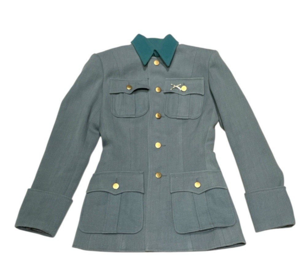 WW2-Style Military Officer Gabardine Jacket Teal Collar Universal Studios Tag WW2-Style Military Officer Gabardine Jacket Teal Collar Universal Studios Tag