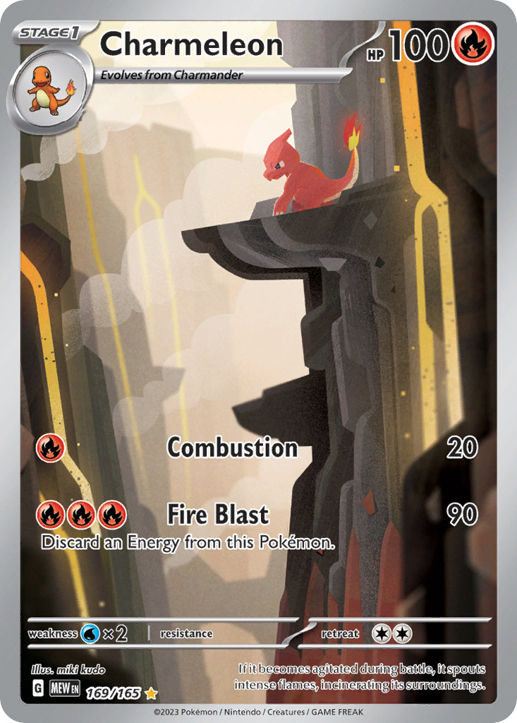 Pokemon Charmeleon 169/165 Holo Illustration Rare 151 NM Pokemon Charmeleon 169/165 Holo Illustration Rare 151 NM