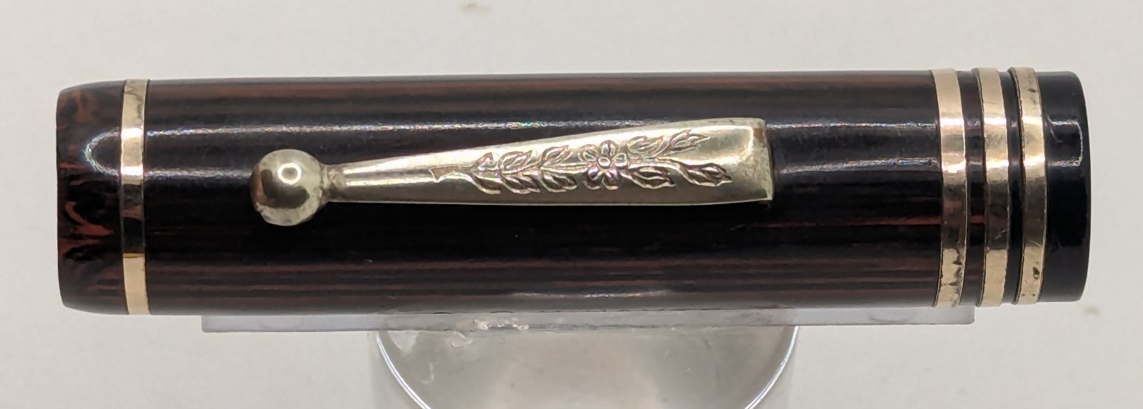 Vintage 1920\'s GOOD SERVICE Red & Black Ebonite Oversized Fountain Pen CAP ONLY 