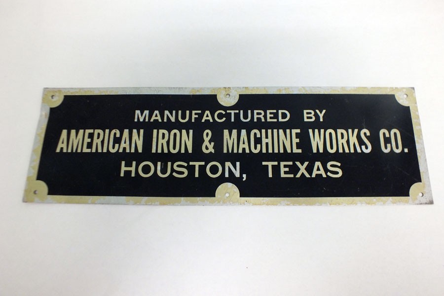 Vtg 1940s American Iron & Machine Works Co Houston Texas Tx Tin Sign Advertising Vtg 1940s American Iron & Machine Works Co Houston Texas Tx Tin Sign Advertising