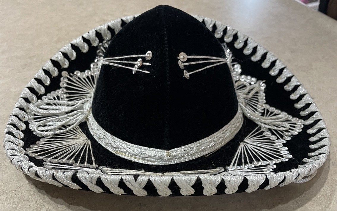 Mexican Sombrero Salazar Yepez Black/Silver Velvet Sequin Childs Hat 15 Mexican Sombrero Salazar Yepez Black/Silver Velvet Sequin Childs Hat 15