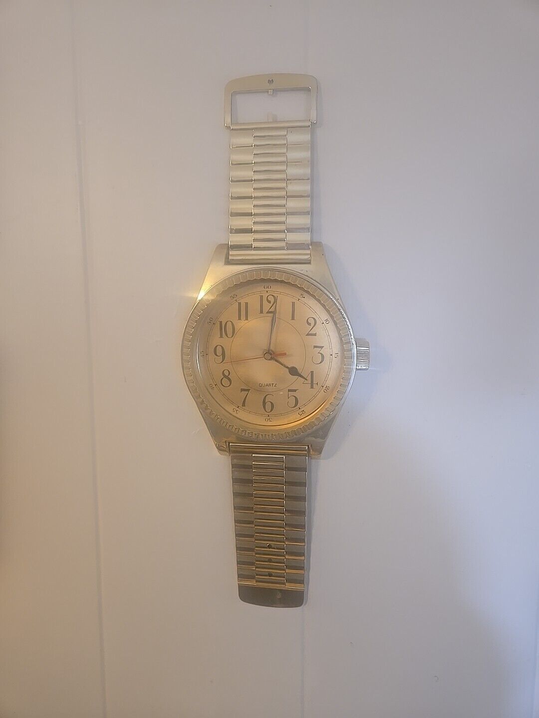 Vintage 80's Wrist Watch Style Quartz Gold Wall Clock 25” (Singapore) 