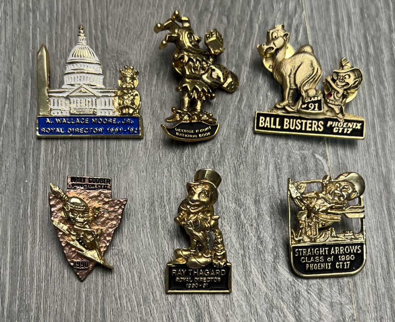 Vintage 1990s Phoenix CT17 Lapel Pin Lot Ball Busters Royal Director Fraternal Vintage 1990s Phoenix CT17 Lapel Pin Lot Ball Busters Royal Director Fraternal