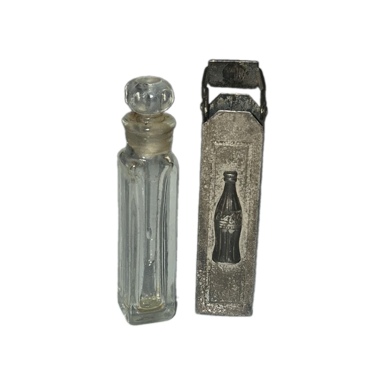 Rare Vintage Wells Sterling Silver Coca-Cola Pop-Up Perfume Bottle& Holder Case Rare Vintage Wells Sterling Silver Coca-Cola Pop-Up Perfume Bottle& Holder Case