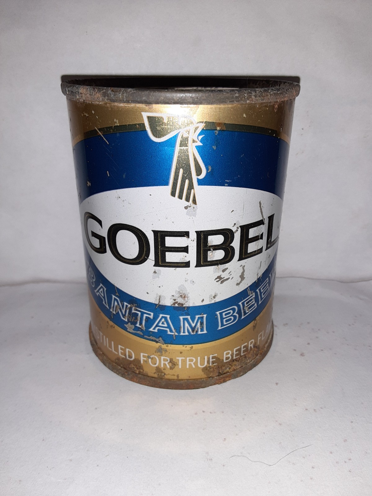 EMPTY Goebel Bantam 8oz Flat Top Beer Can Detroit Michigan EMPTY Goebel Bantam 8oz Flat Top Beer Can Detroit Michigan
