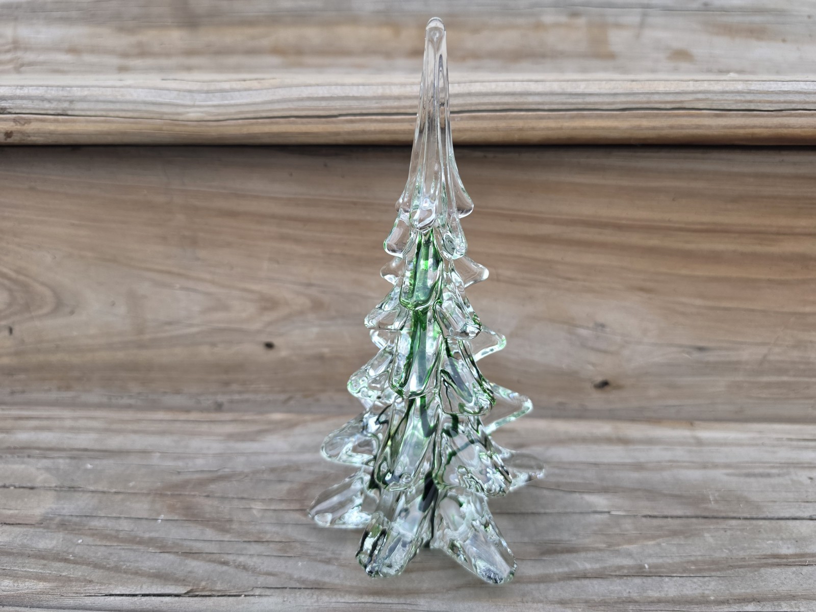 VTG Silvestri 8 1/4” Green Ribbon Crystal Glass Christmas Tree No Chips/Cracks VTG Silvestri 8 1/4” Green Ribbon Crystal Glass Christmas Tree No Chips/Cracks