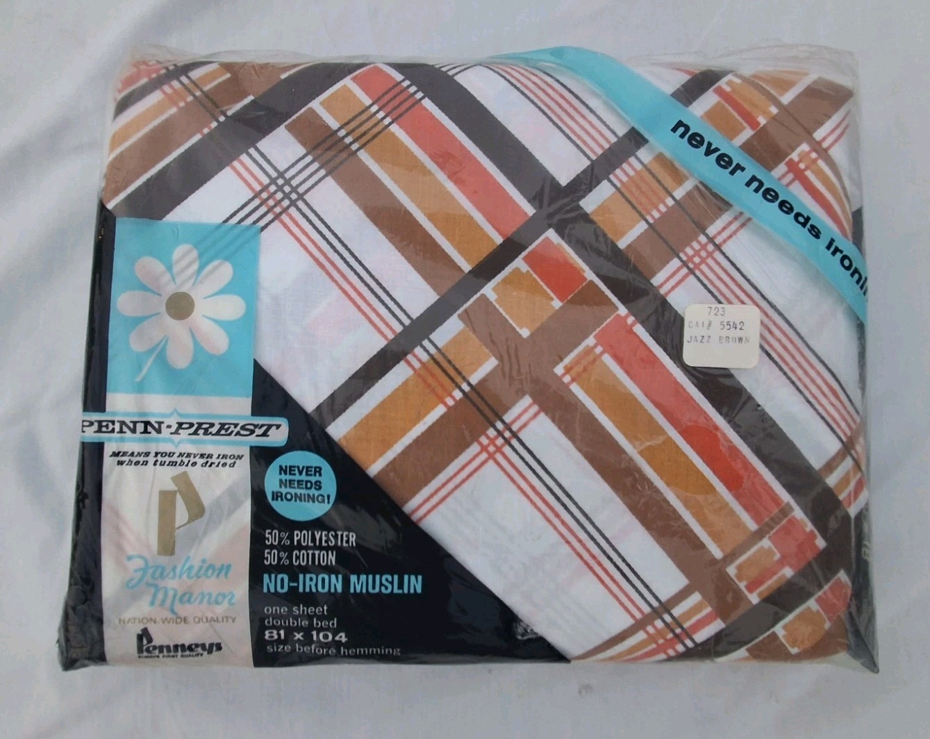 Vtg JC Penneys Fashion Manor Penn-Prest Orange/Mustard Stripe Sheets Double Vtg JC Penneys Fashion Manor Penn-Prest Orange/Mustard Stripe Sheets Double