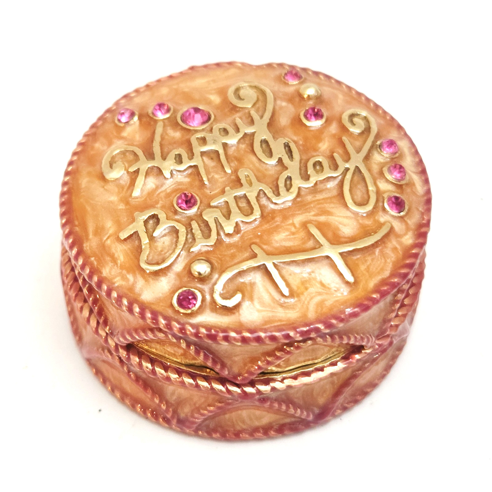 Monet Birthday Cake Trinket Box Hinged Enamel Keepsake Jewelry Gift Box