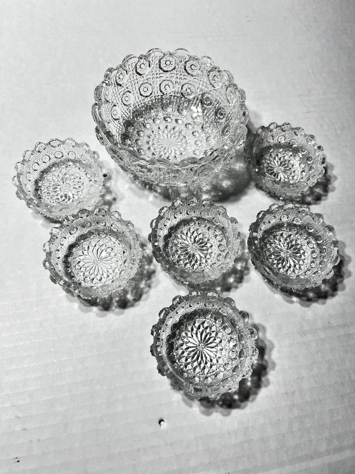 Westmoreland Lacy Daisy EAPG Glass Open Salt Dip Cellars w/ Master set of 5 Westmoreland Lacy Daisy EAPG Glass Open Salt Dip Cellars w/ Master set of 5