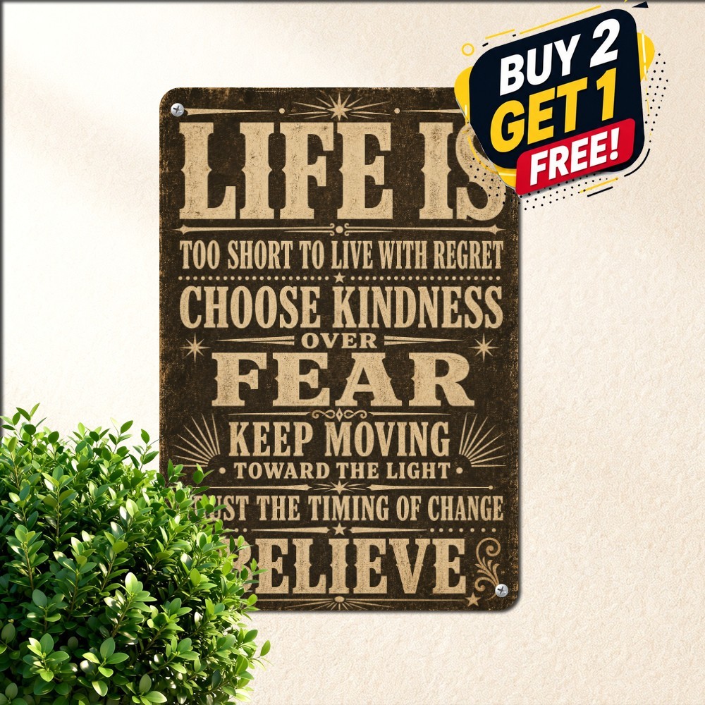 vintage inspirational quote sign distressed typography bold life