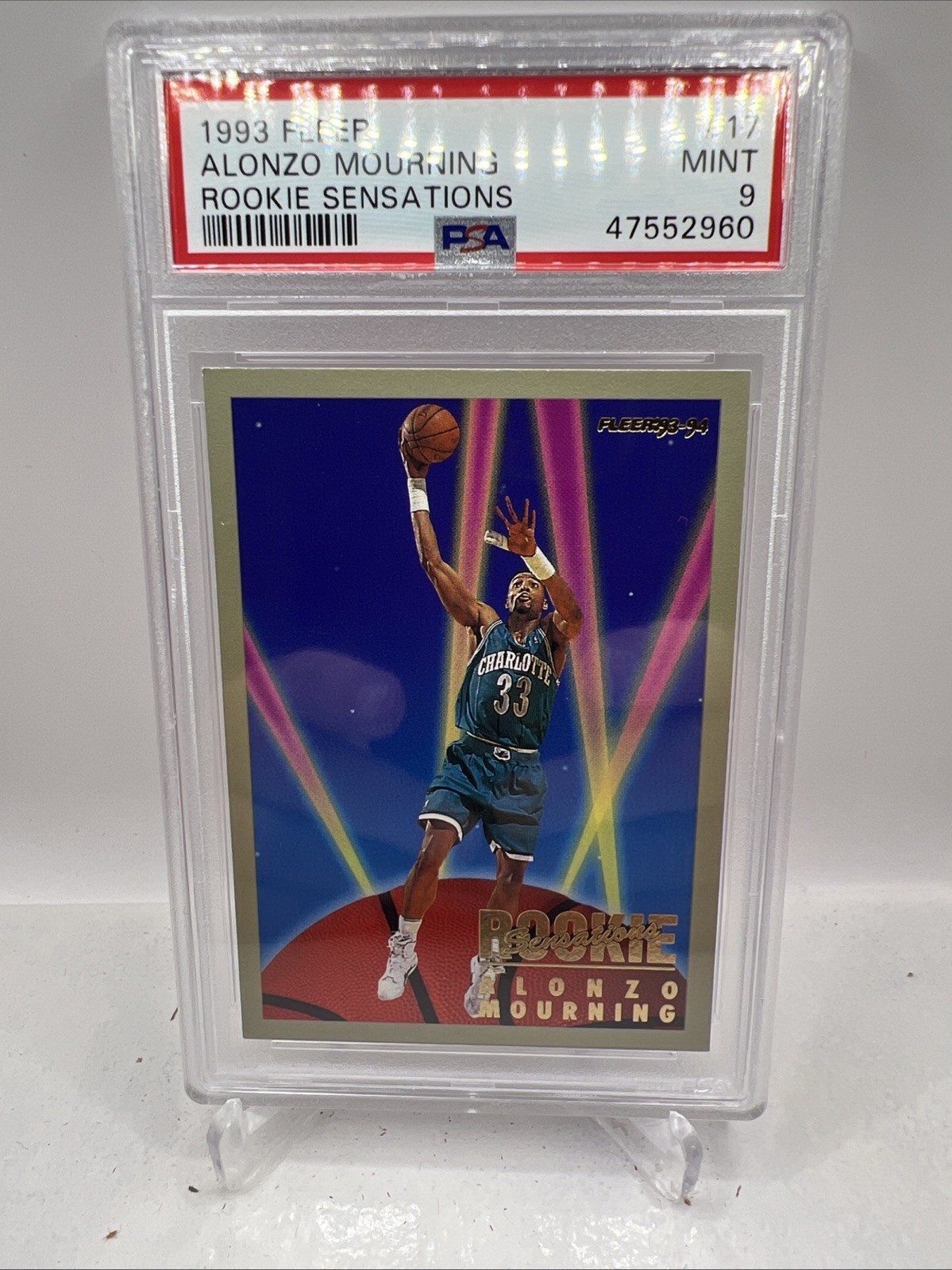 Alonzo Mourning 1993-94 Fleer ROOKIE Sensations PSA 9 MINT Alonzo Mourning 1993-94 Fleer ROOKIE Sensations PSA 9 MINT