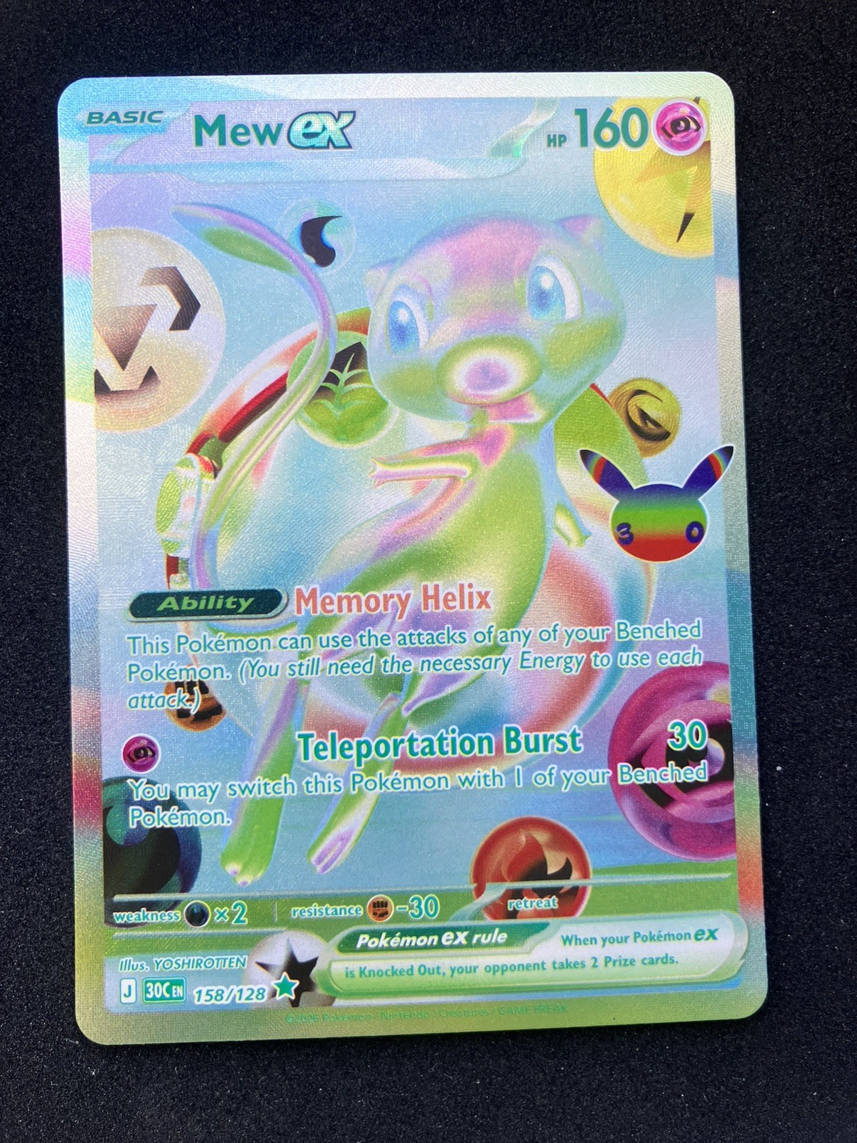 Pokémon TCG Mew Ex 158/128 Futuristic Rare 30th Celebration NM English Holo UK Pokémon TCG Mew Ex 158/128 Futuristic Rare 30th Celebration NM English Holo UK