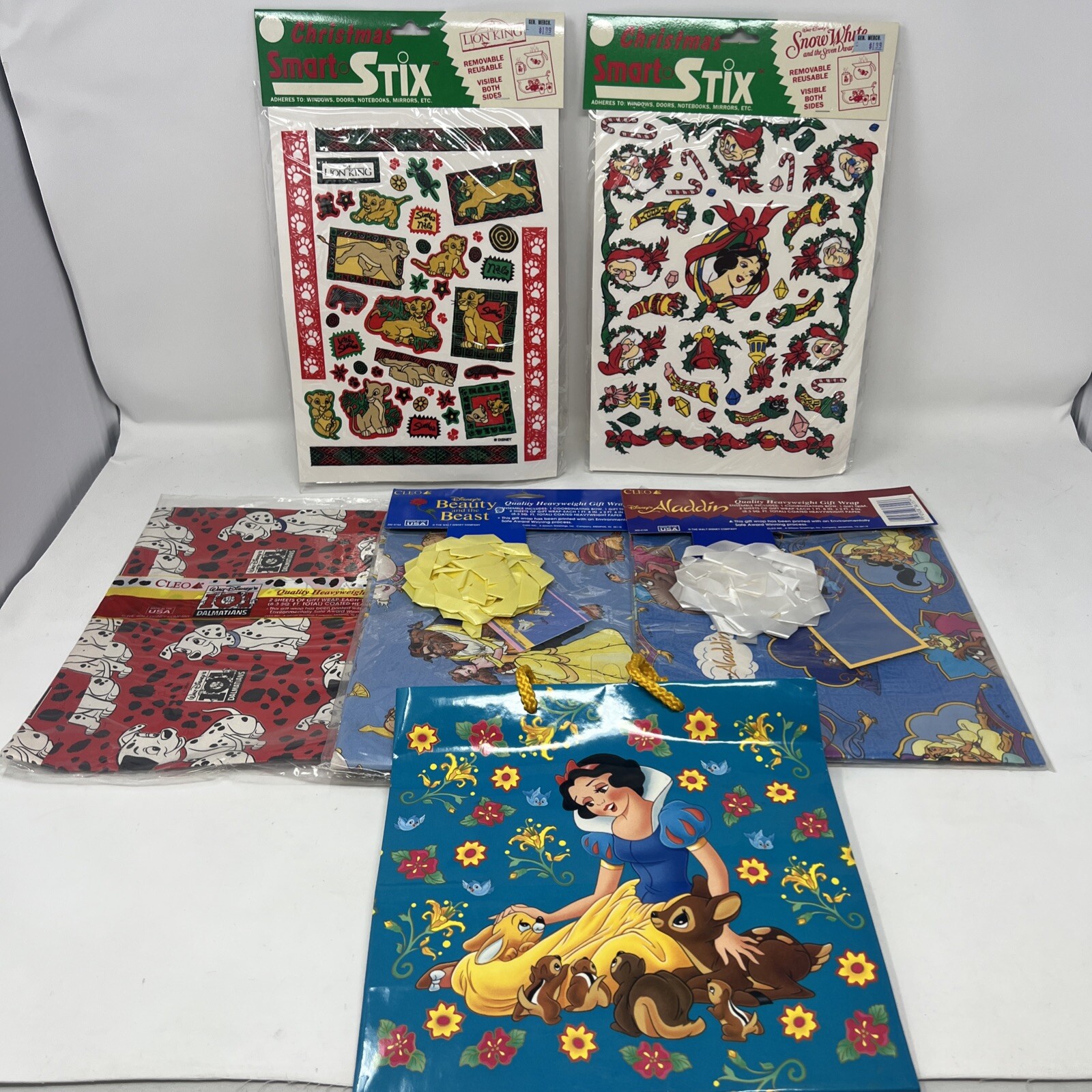Vintage Disney Gift Wrap 3 Sets, Stickers, Bag New Sealed Princess Aladdin Vintage Disney Gift Wrap 3 Sets, Stickers, Bag New Sealed Princess Aladdin