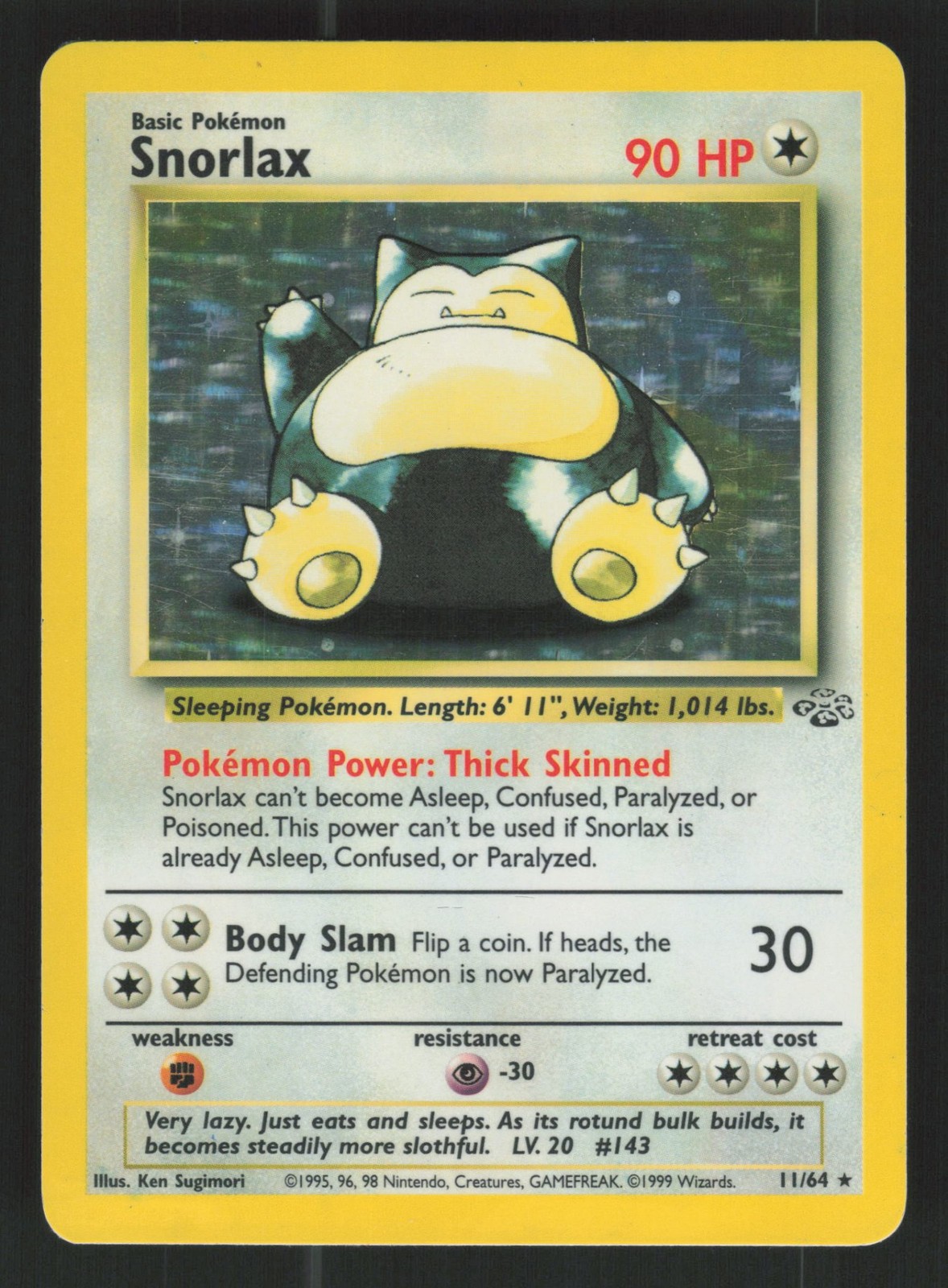 English MP Snorlax (11) 11/64 JU Unlimited Holofoil Pokemon Jungle English MP Snorlax (11) 11/64 JU Unlimited Holofoil Pokemon Jungle