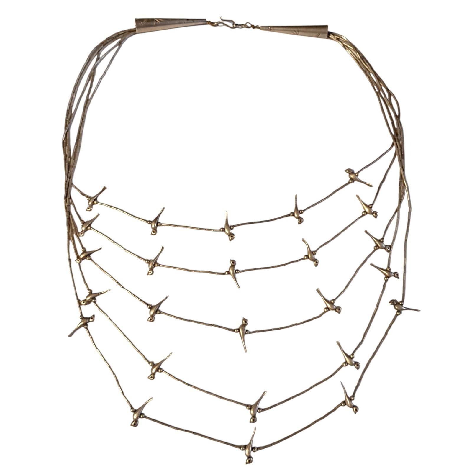 Goldwater’s Shop Sterling Silver Bird Heishi Multi Strand Necklace Goldwater’s Shop Sterling Silver Bird Heishi Multi Strand Necklace