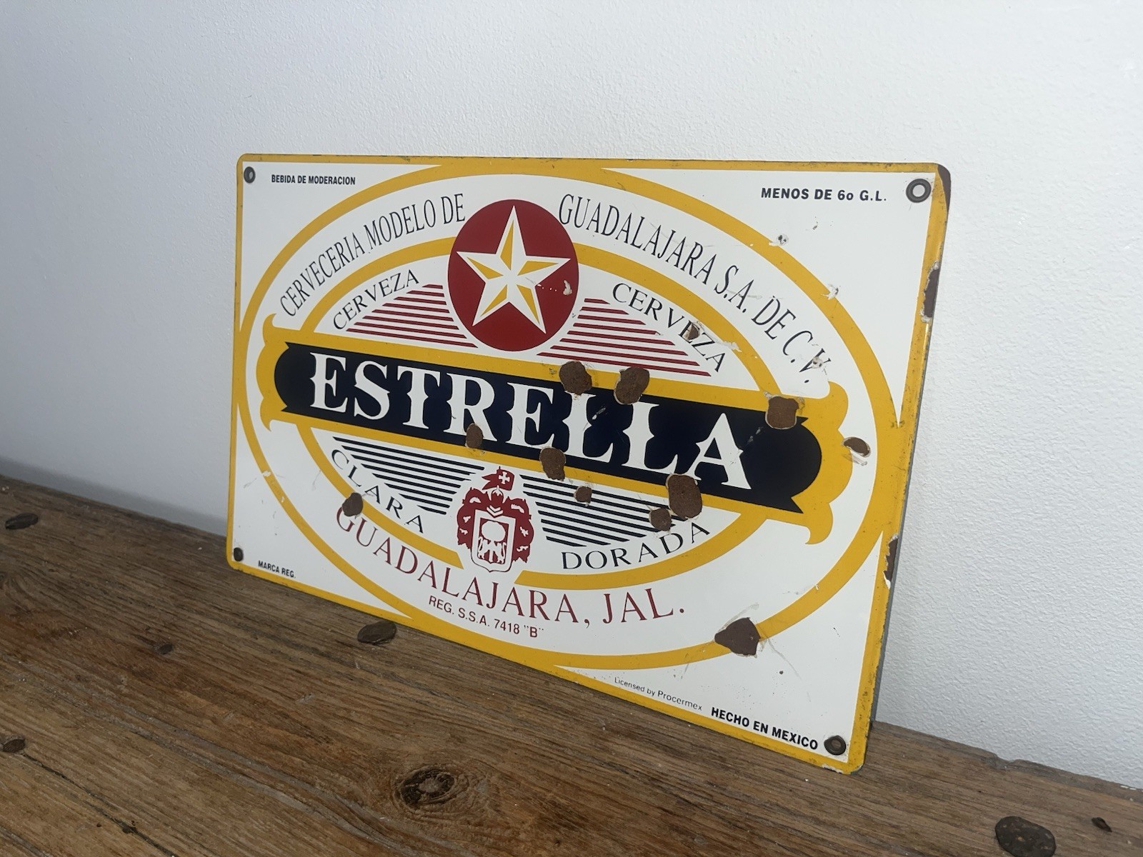 Rare Vintage Porcelain Estrella Beer / Cerveza Sign Rare Vintage Porcelain Estrella Beer / Cerveza Sign