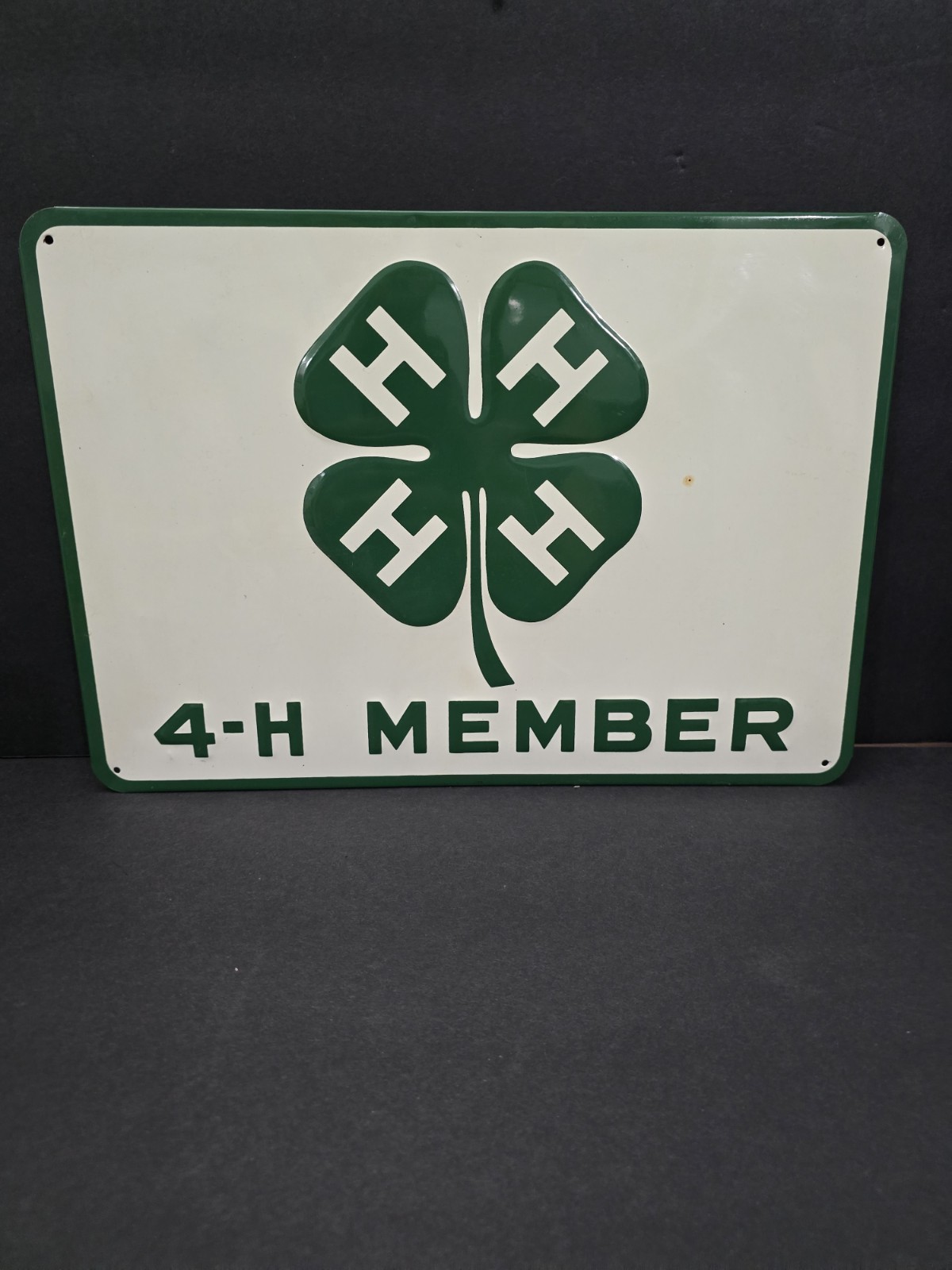 Vintage 4-H Member Embossed Metal Sign 14x10 Clover Farm Agriculture