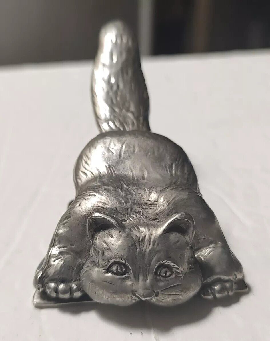 Vintage 1992 Seagull Canada Etain Pewter Zinn Cat And Mouse Clip