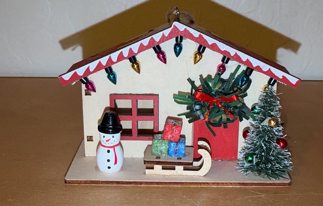 World Market Handcrafted Laser Cut Wood House Christmas Light Up Ornament World Market Handcrafted Laser Cut Wood House Christmas Light Up Ornament
