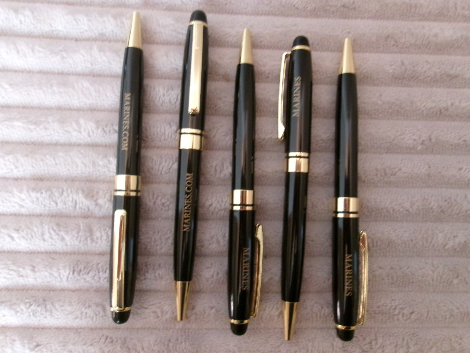 5 USMC Marine Corps Ball Point Pens New Black Ink in PLastic Sleeve 5 USMC Marine Corps Ball Point Pens New Black Ink in PLastic Sleeve