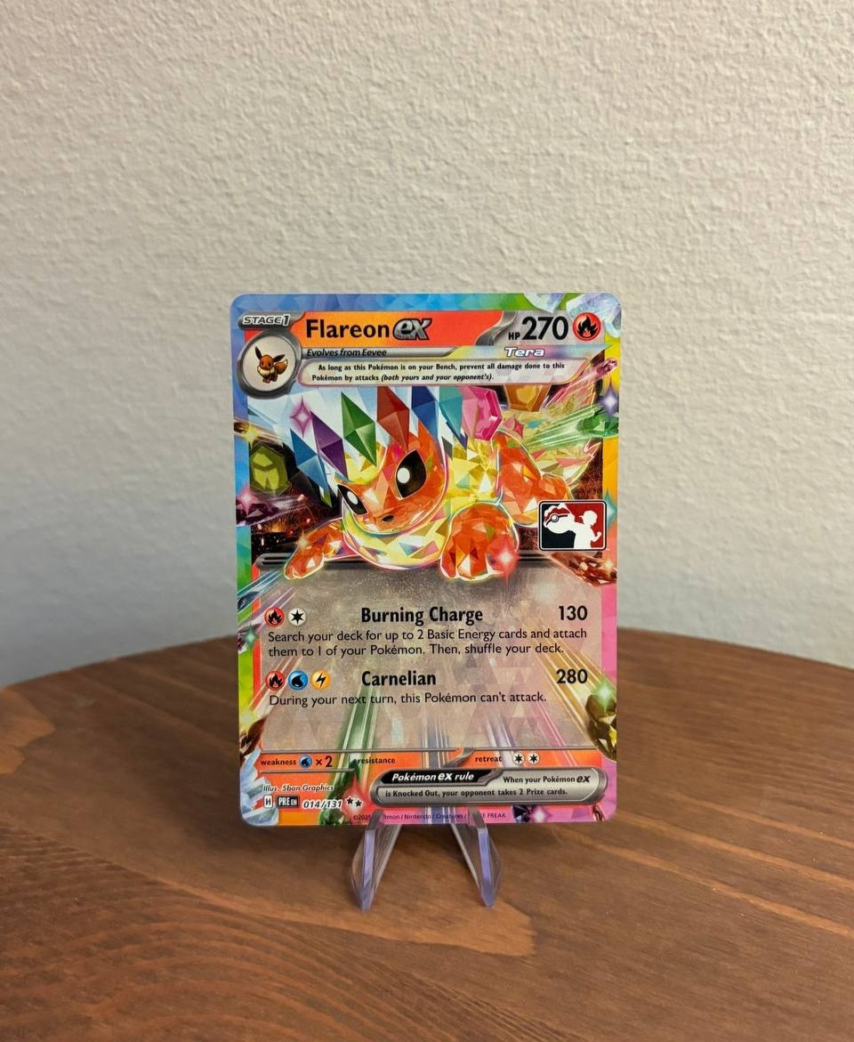 Pokémon TCG Flareon EX 014/131 Play Prize Stamp Series 7 Pack Fresh Prismatic Pokémon TCG Flareon EX 014/131 Play Prize Stamp Series 7 Pack Fresh Prismatic