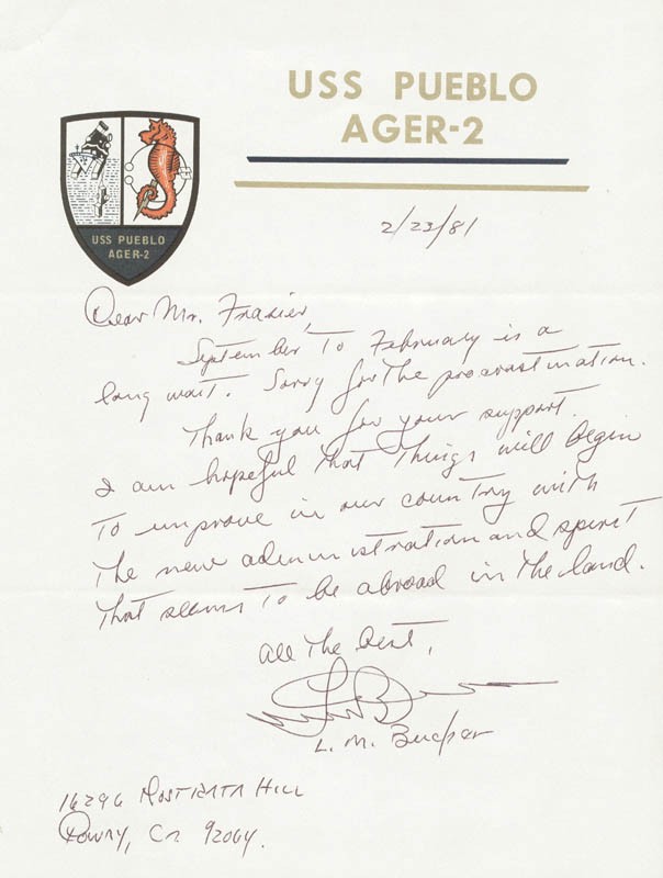 LLOYD M. BUCHER - AUTOGRAPH LETTER SIGNED 02/23/1981