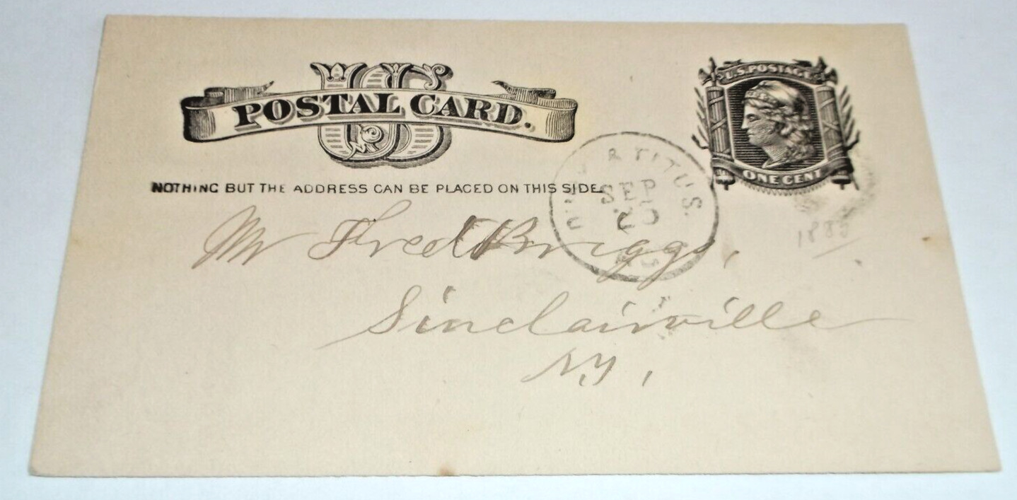 1885 NEW YORK CENTRAL NYC DUNKIRK & TITUSVILLE RPO HANDLED POST CARD