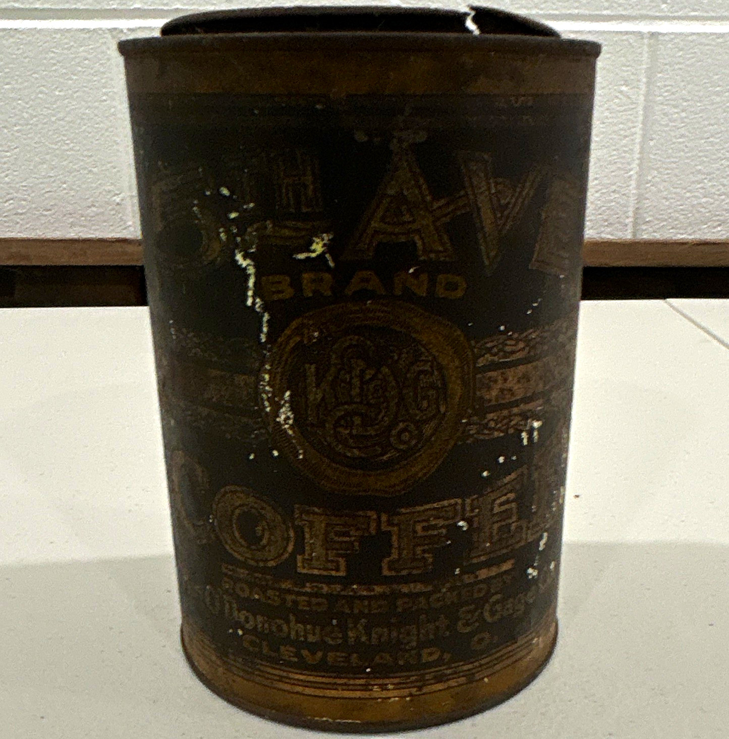 5th ave brand Vintage Coffee Advertising Tin Can Container Brown 5th ave brand Vintage Coffee Advertising Tin Can Container Brown